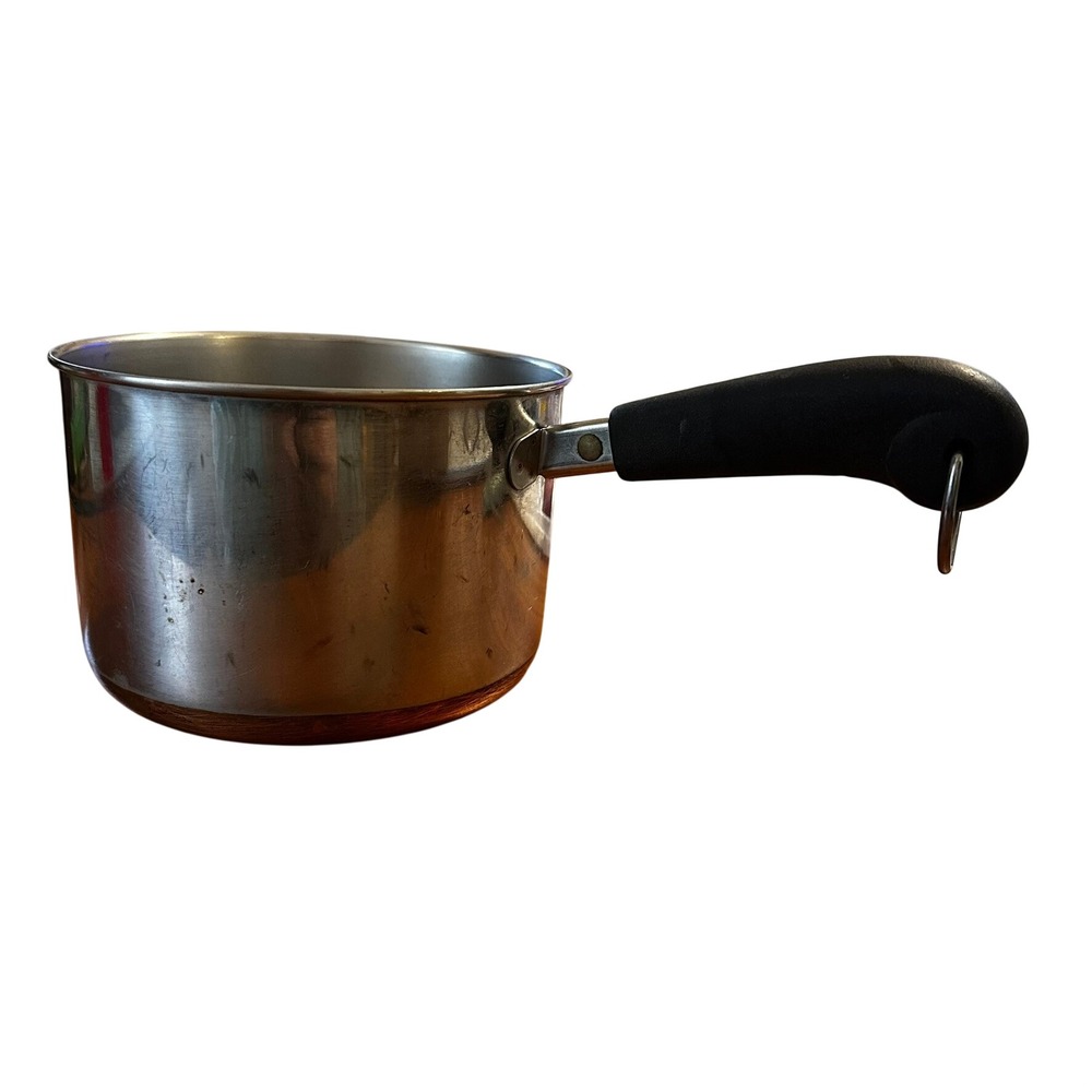 Vintage Revere Ware 2 Qt Saucepan Copper Bottom USA Stainless Steel Pot No Lid
